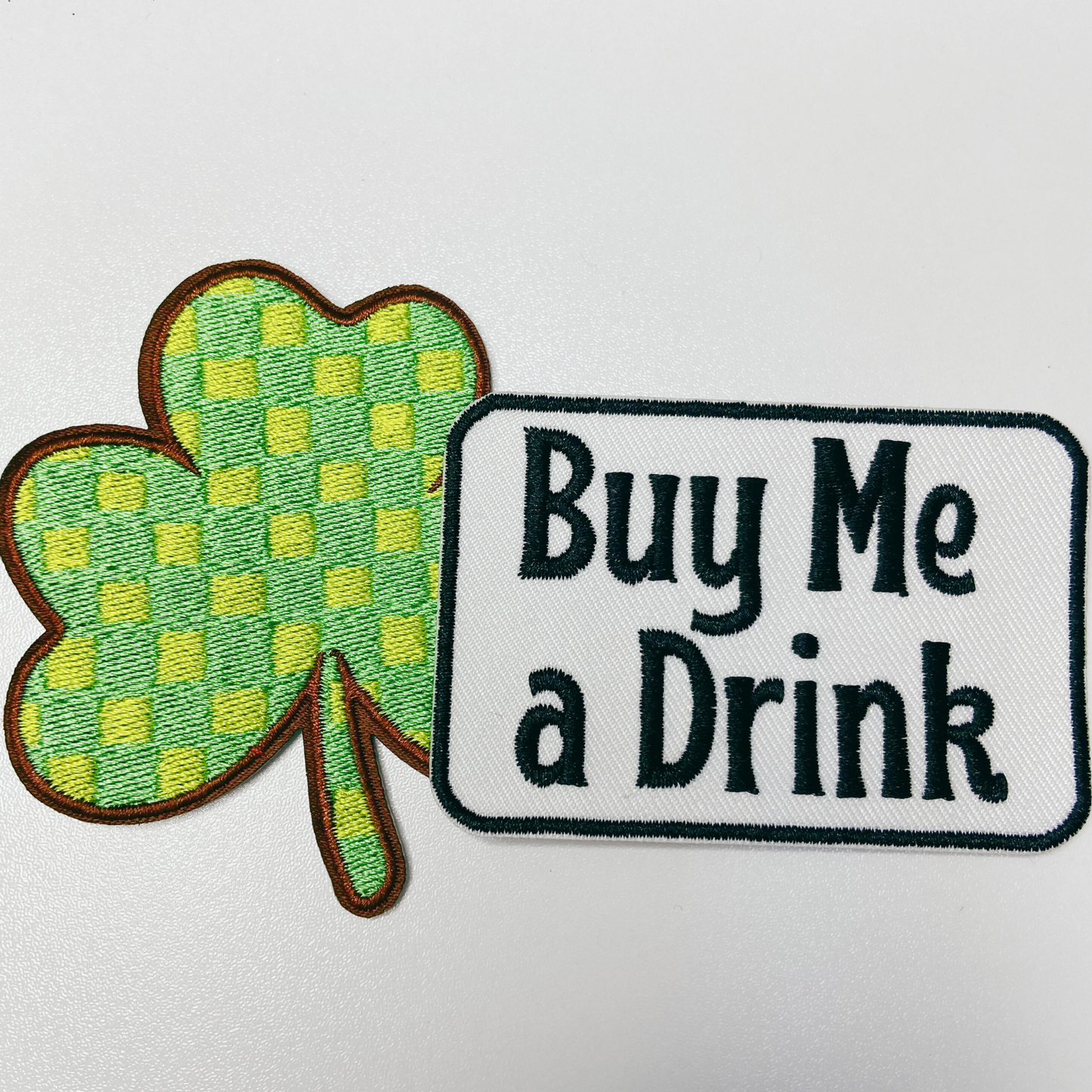 3" Buy Me a Drink - White & Black - Embroidered Hat Patch: QTY 1