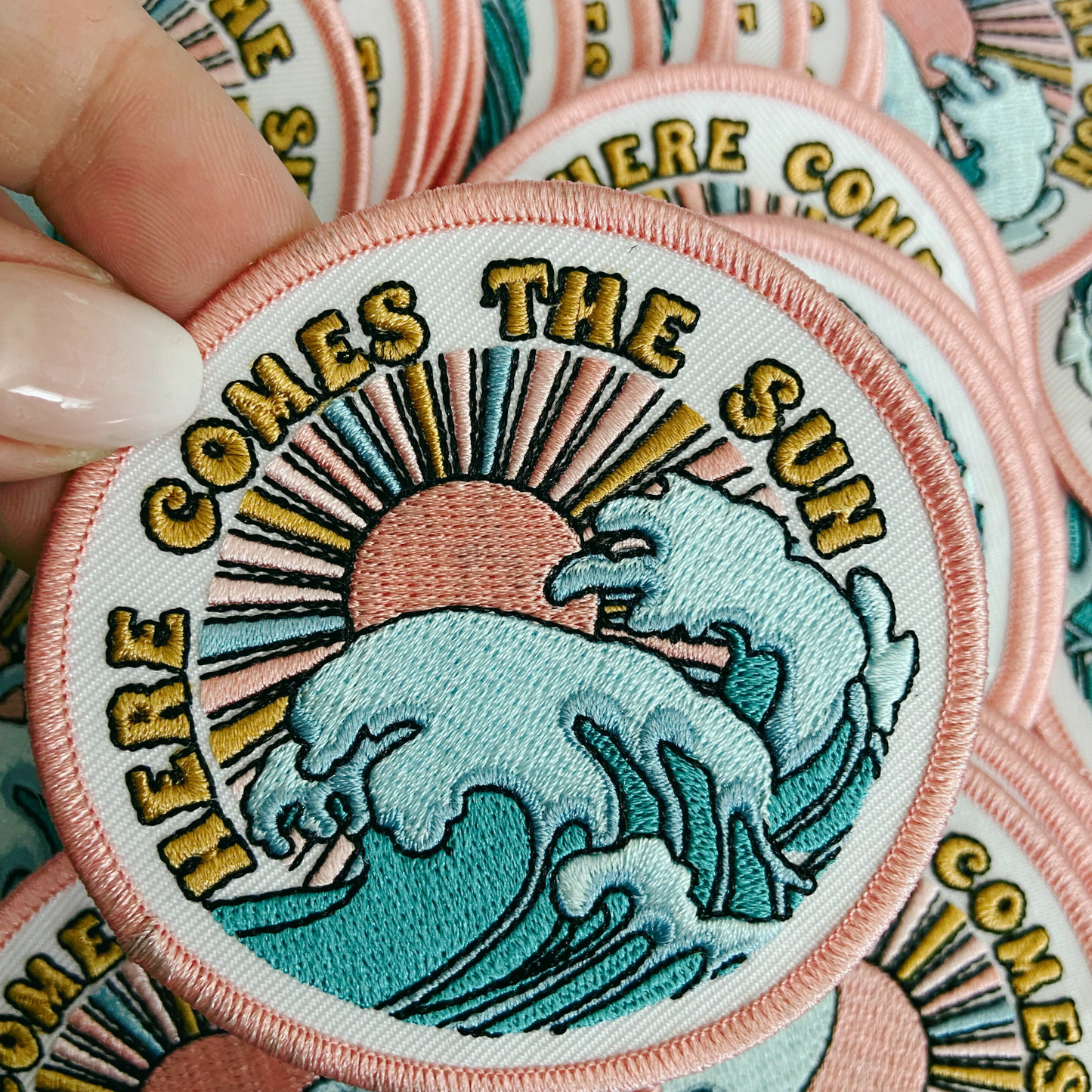 3" Here Comes The Sun - Embroidered Hat Patch: QTY 1