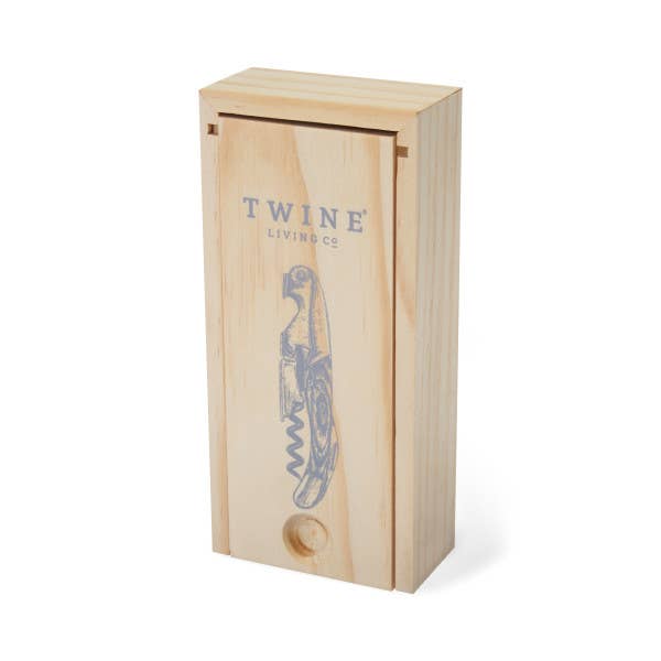 Rosewood Handle Double-Hinged Corkscrew w/ Wood Gift Box