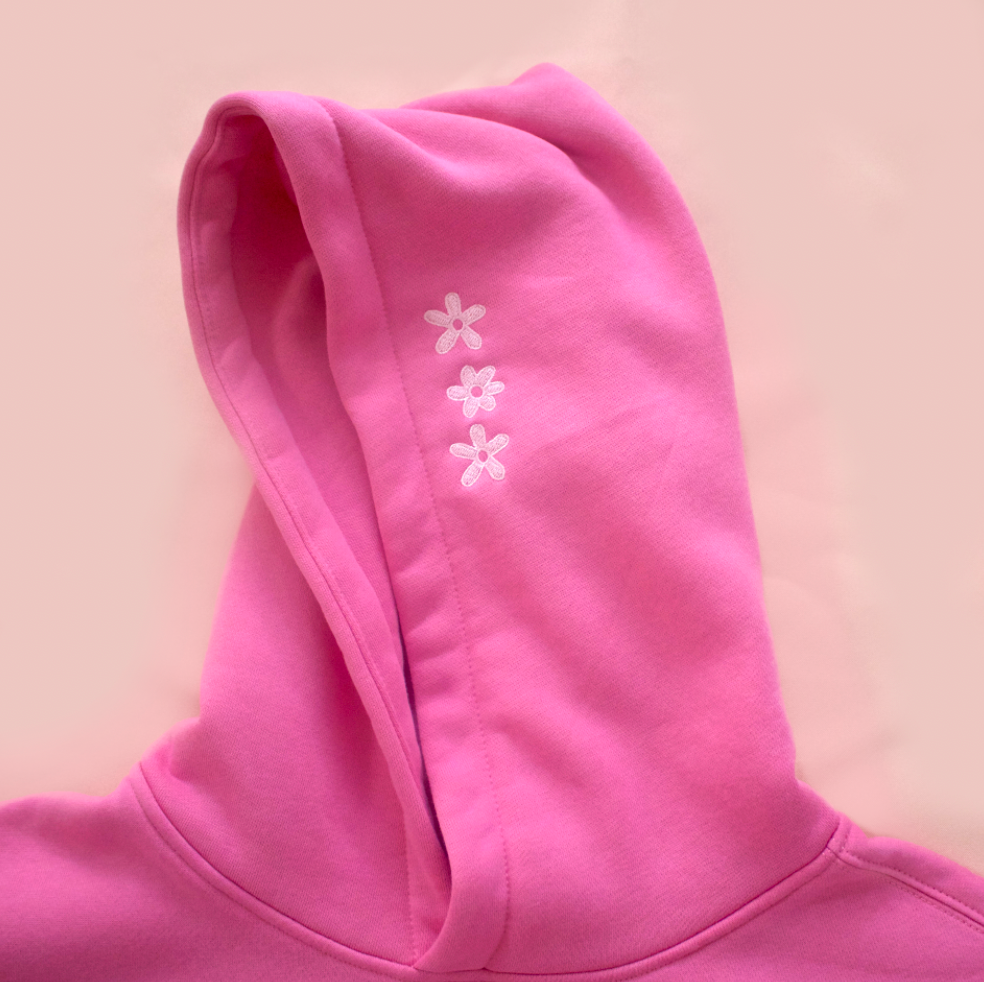 Surfer Girl Bloom Embroidered Hoodie: Large