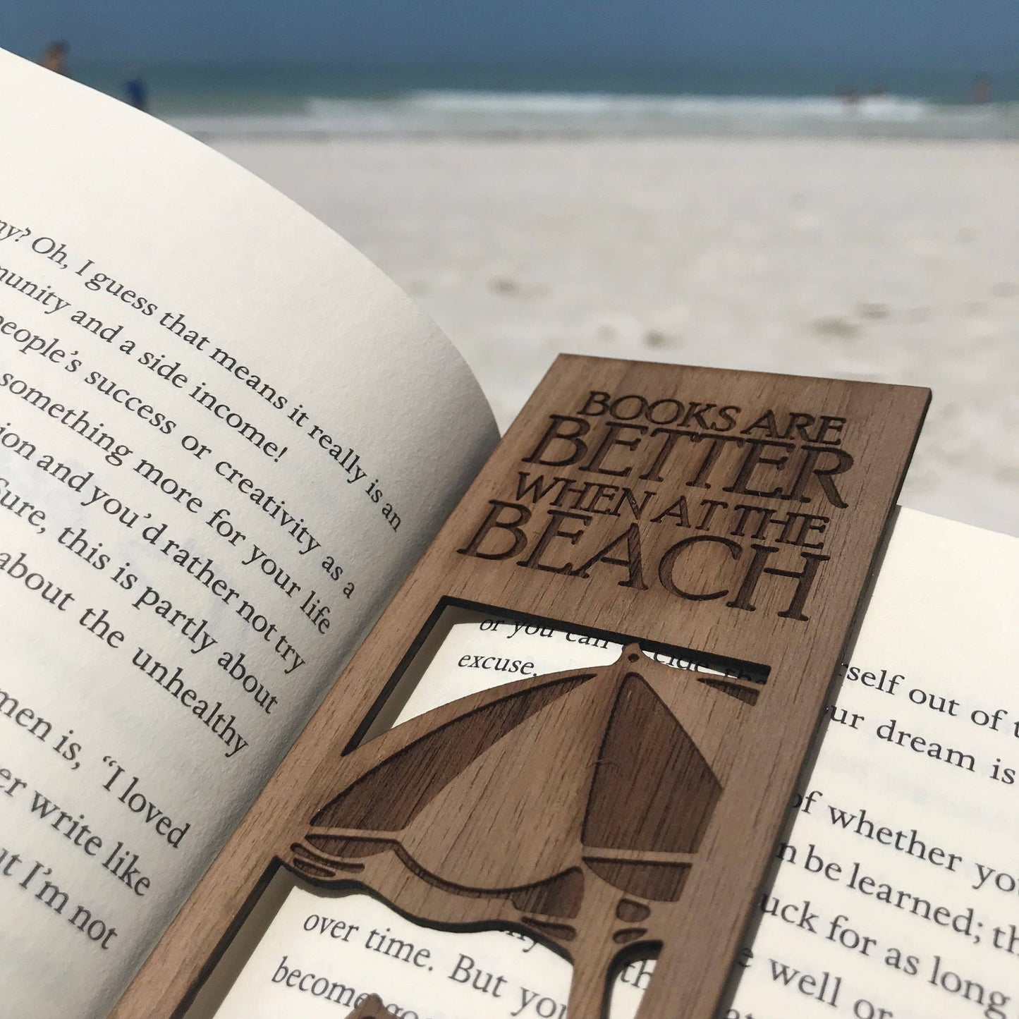 Books are Better When at the Beach Bookmark: Mahogany