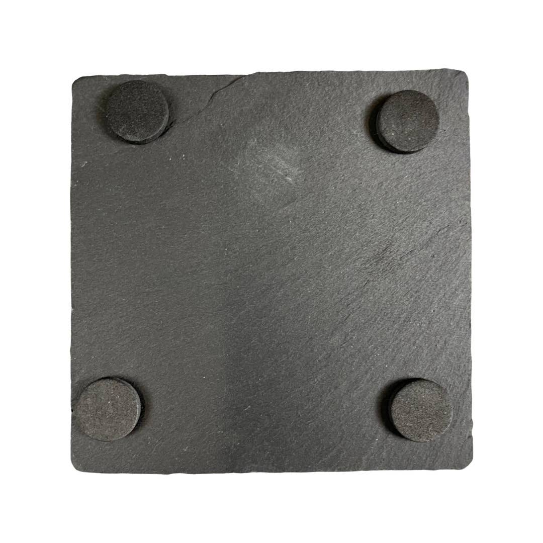 "Shell Yeah" Beach Slate Coasters Seashell Design 4x4 Stone: Square