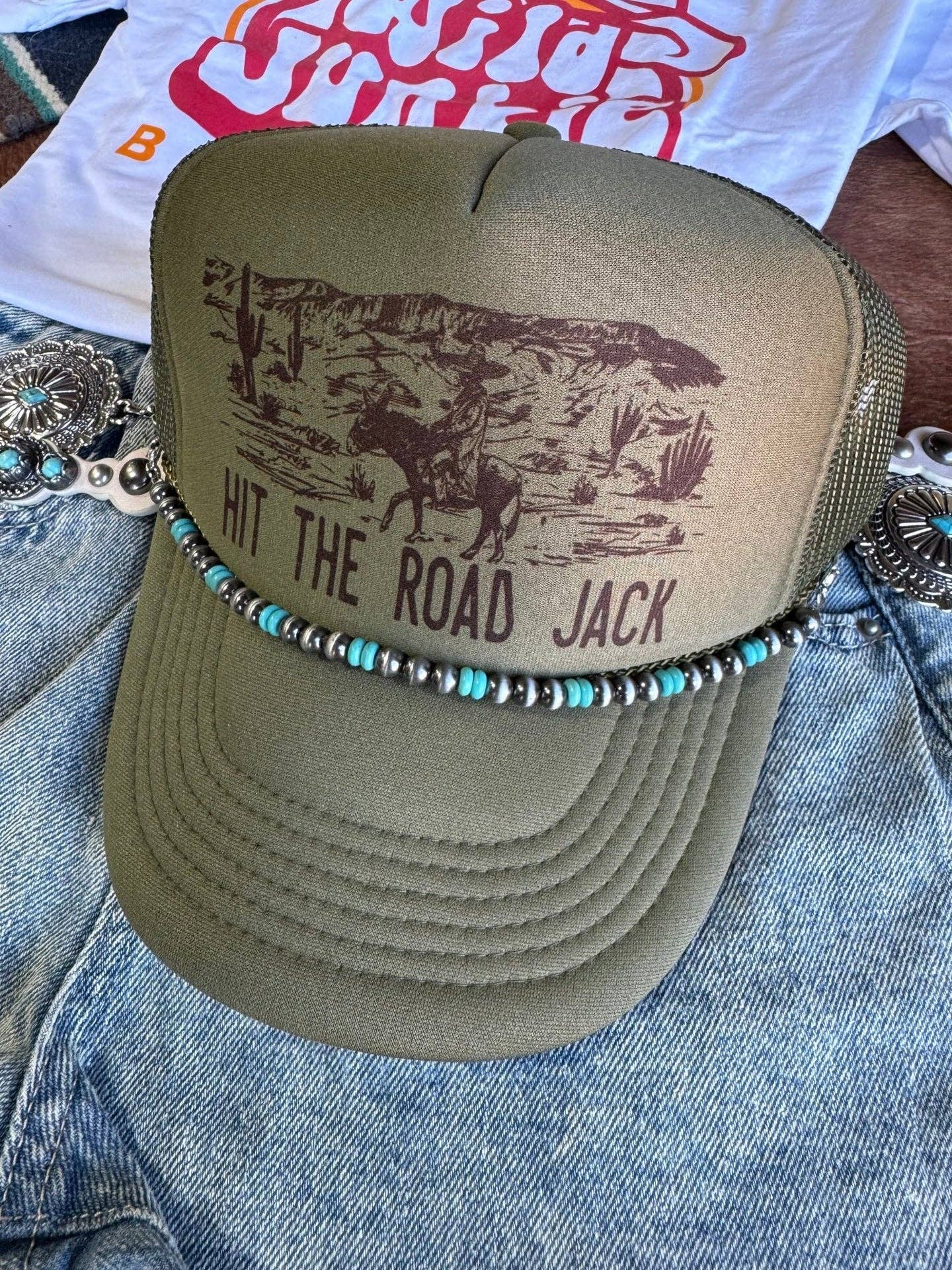 Turquoise Rondelle Hat Chain