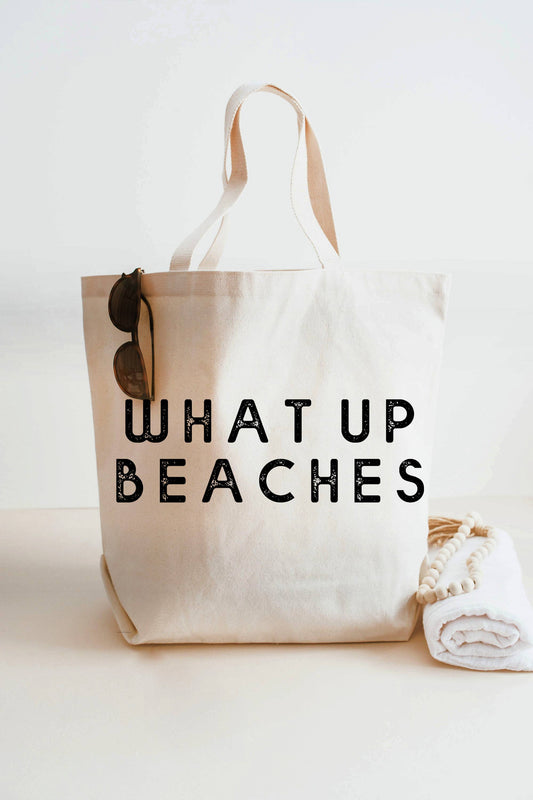 What Up Beaches Tote Bag: M