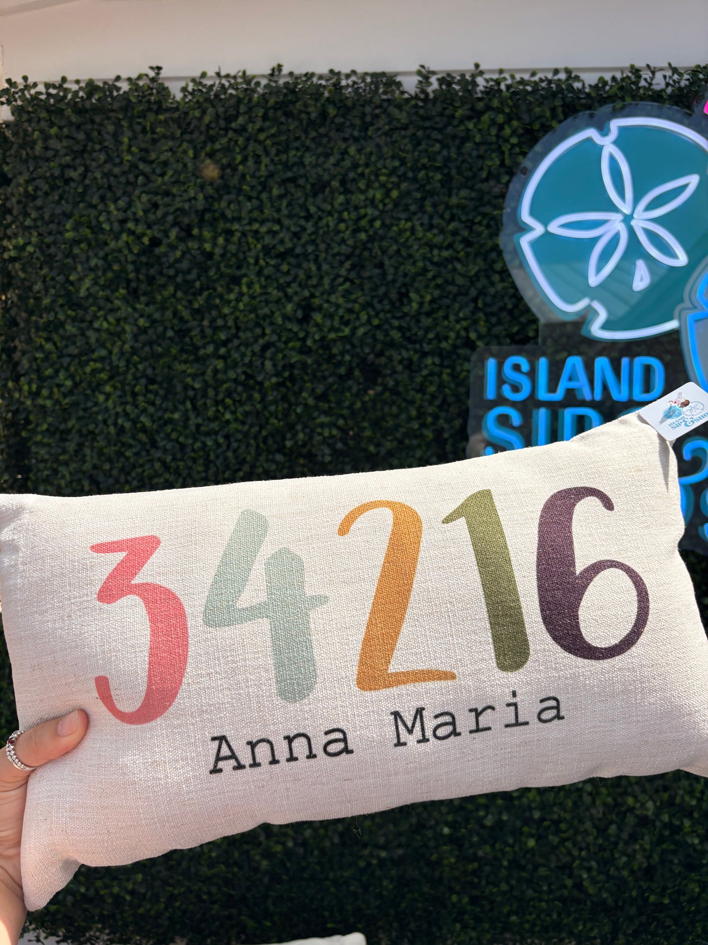 Colorful Anna Maria Zip Code Pillow