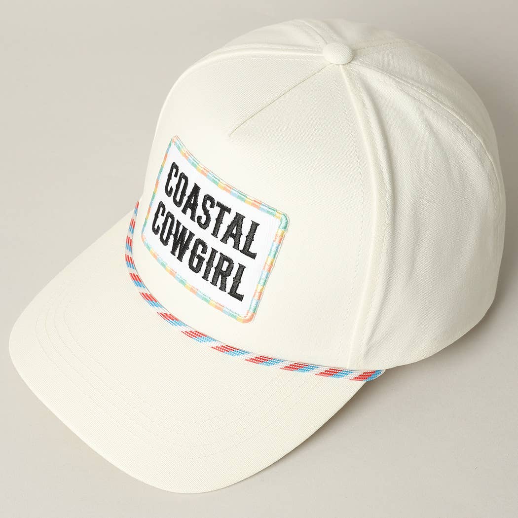 Coastal Cowgirl Embroidery Patch Trucker Hat: Pink / ONE SIZE