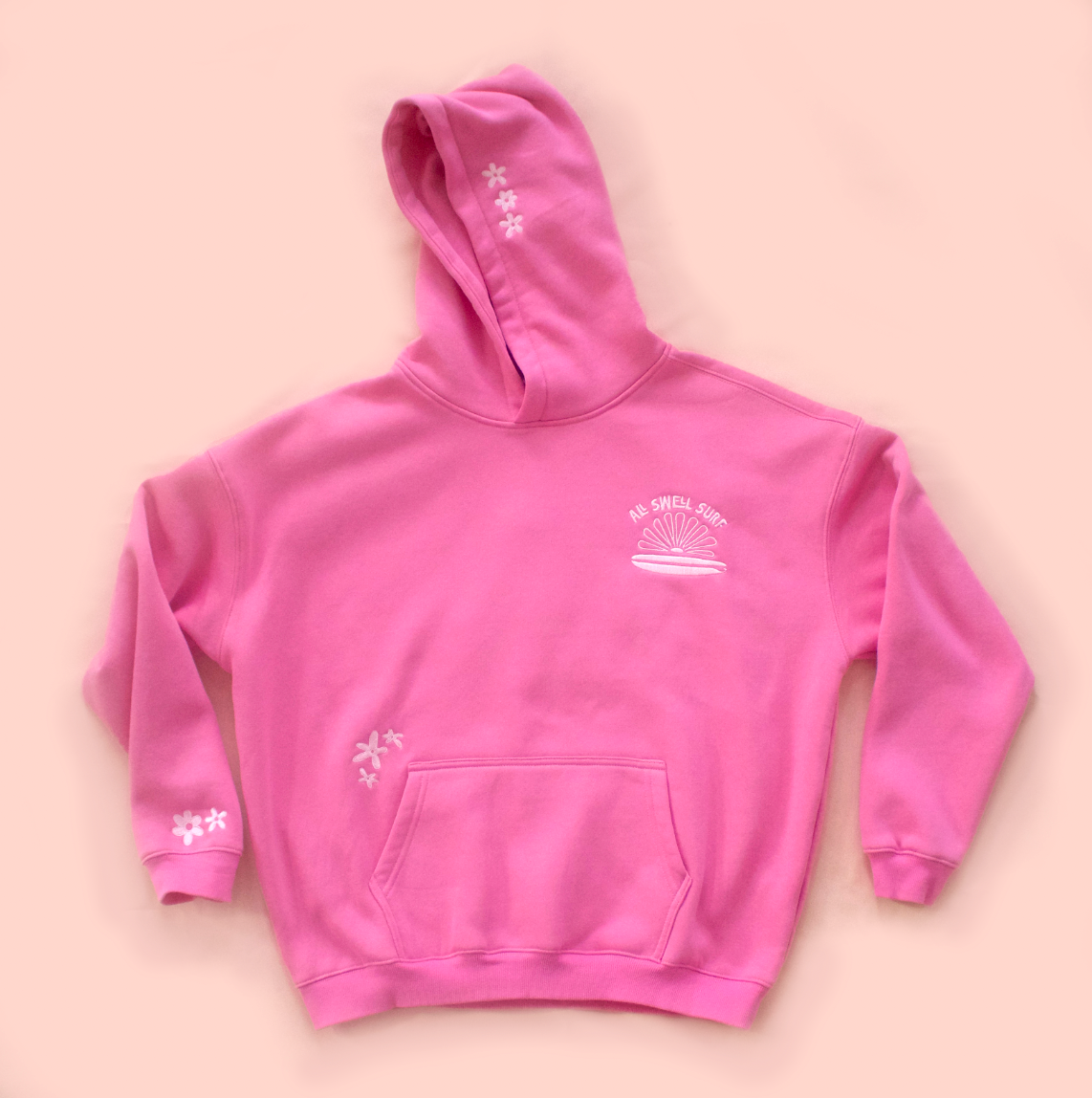 Surfer Girl Bloom Embroidered Hoodie: Medium