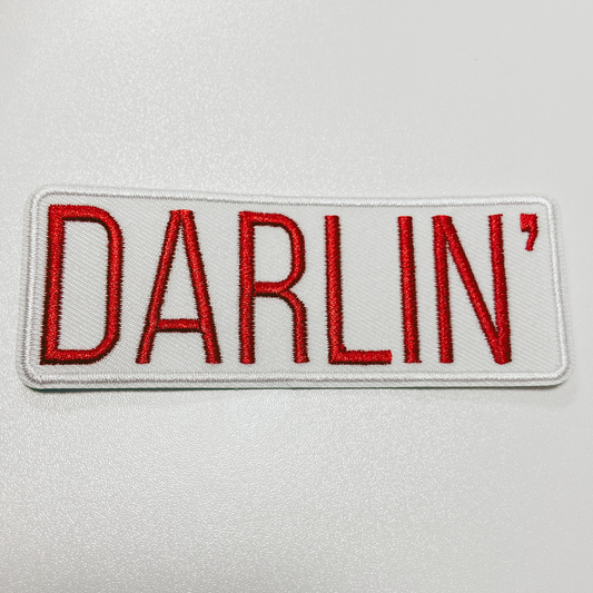 4" Darlin' in Red  -  Embroidered Hat Patch: QTY 1