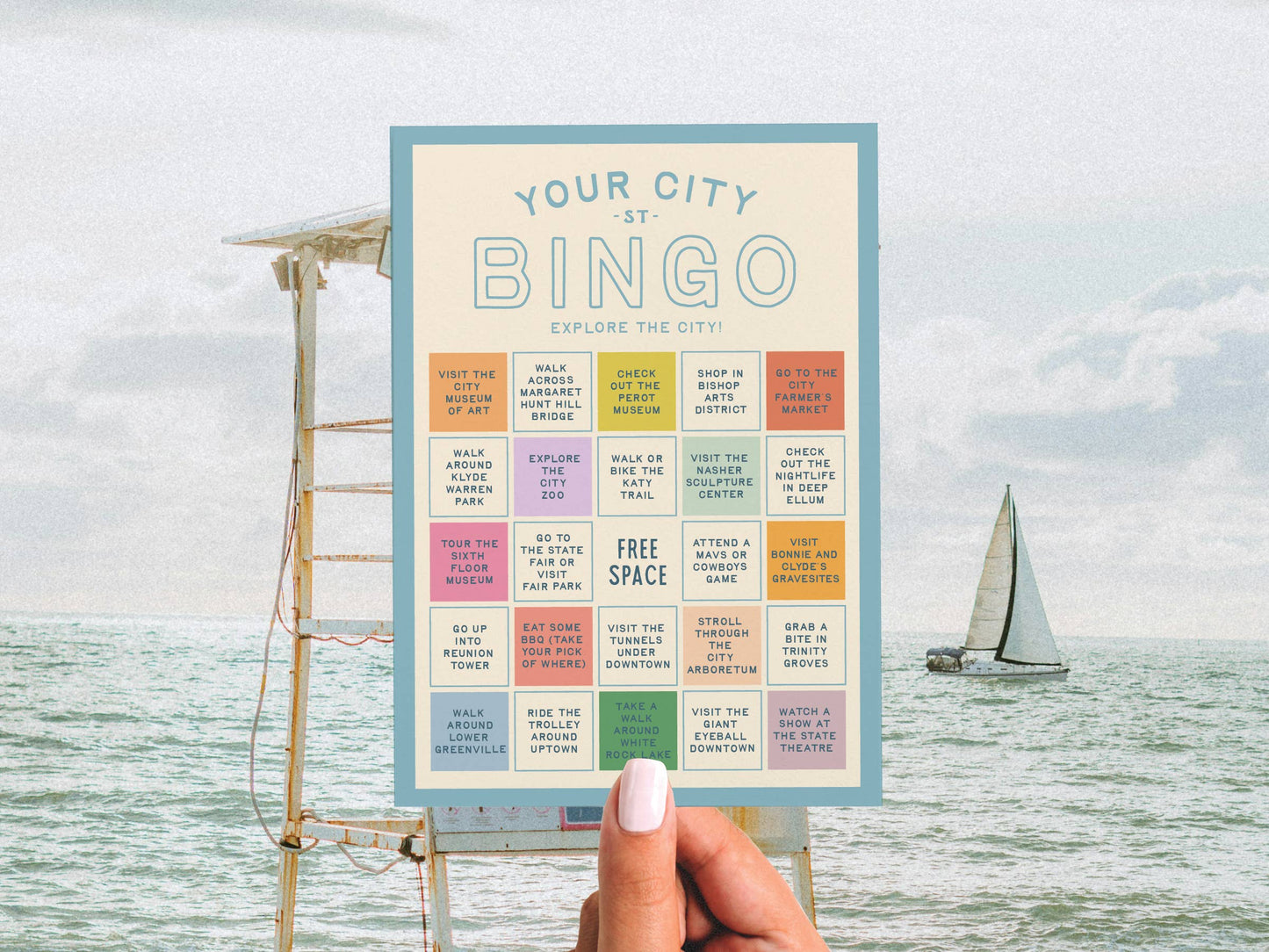 Custom City Explorer Bingo Card: Blue / Works for me!