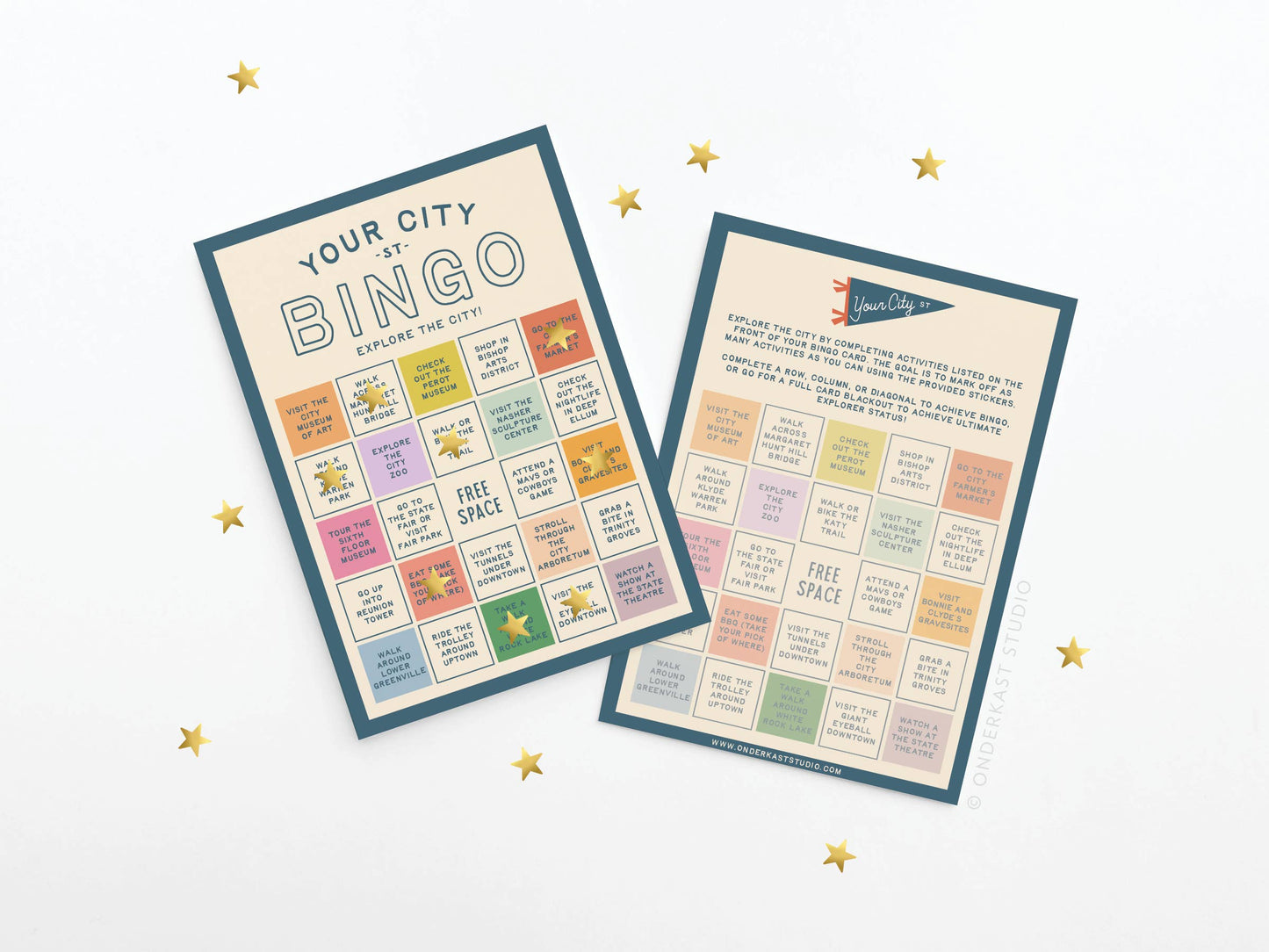 Custom City Explorer Bingo Card: Blue / Works for me!