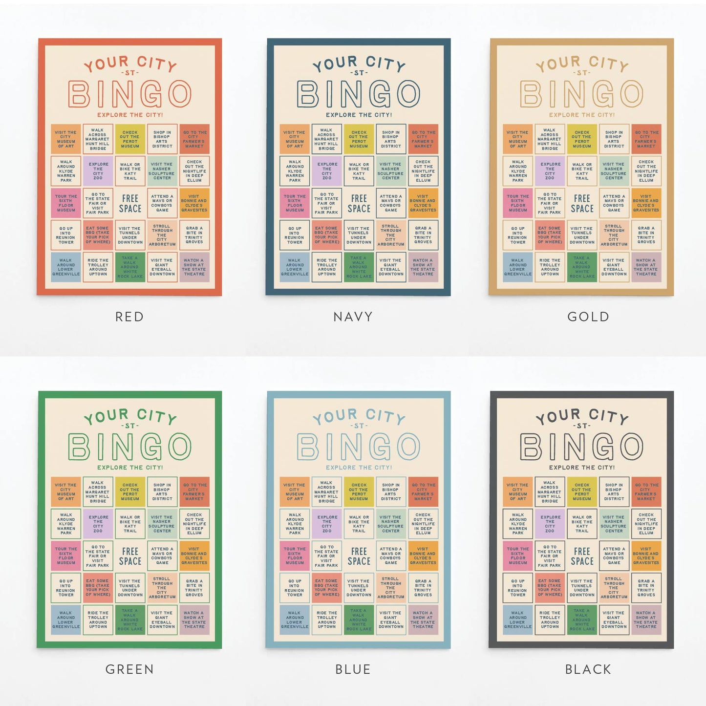 Custom City Explorer Bingo Card: Blue / Works for me!