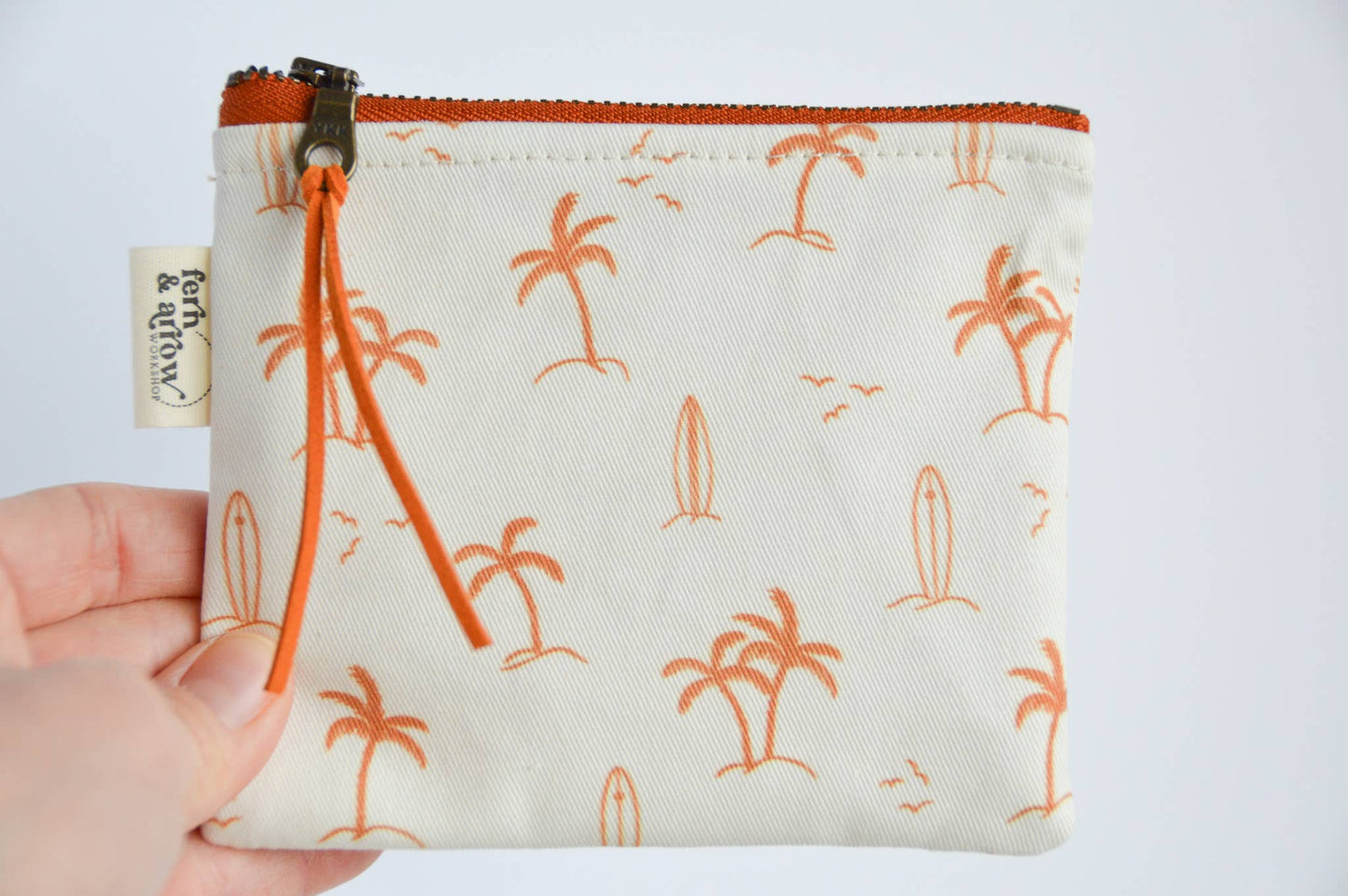 Palms Surf Zipper Pouch - White Rust: Coin Purse