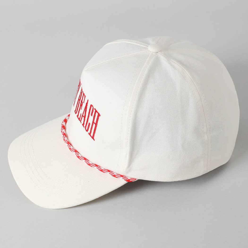 SALTY BEACH Lettering Embroidered Trucker Hat: LT BLUE / ONE SIZE