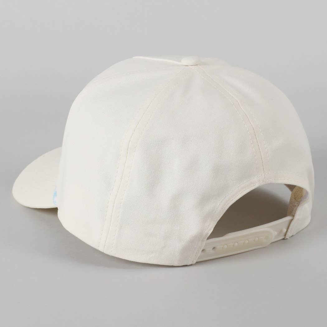 SALTY BEACH Lettering Embroidered Trucker Hat: LT BLUE / ONE SIZE