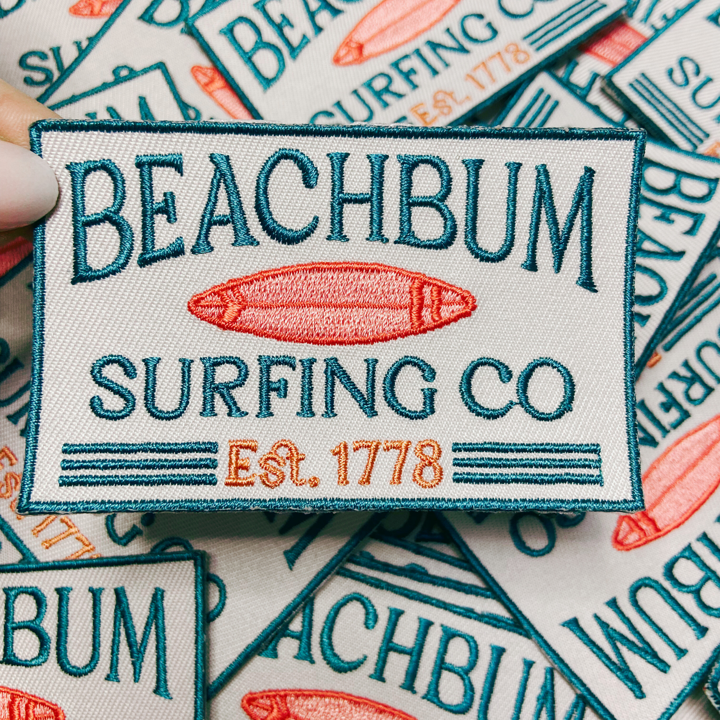 3.5" BEACHBUM Surfing Co. - Embroidered Hat Patch: Embroidered Patch