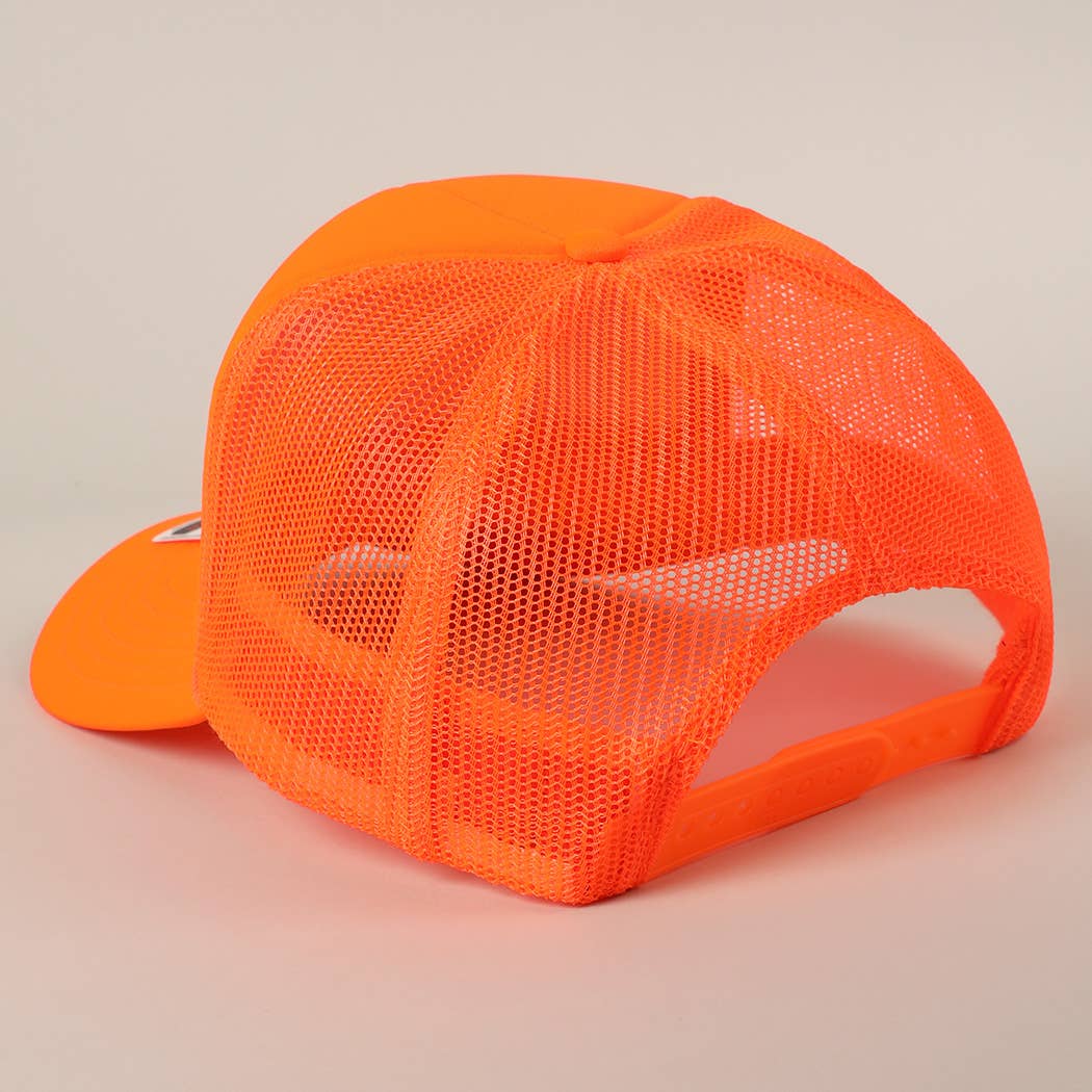 FLORIDA Text Printed Mesh Back Foam Trucker Hat: Pink / ONE SIZE