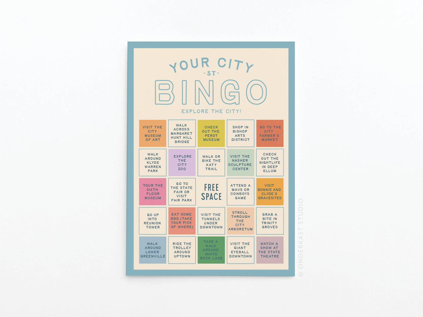 Custom City Explorer Bingo Card: Blue / Works for me!