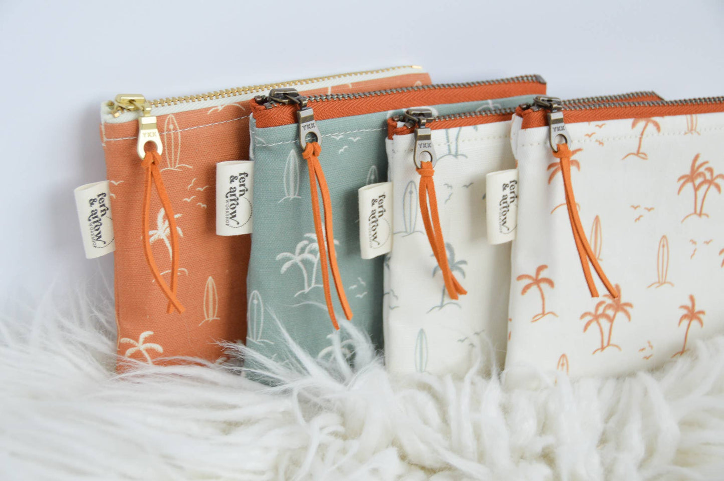 Palms Surf Zipper Pouch - White Rust: Coin Purse