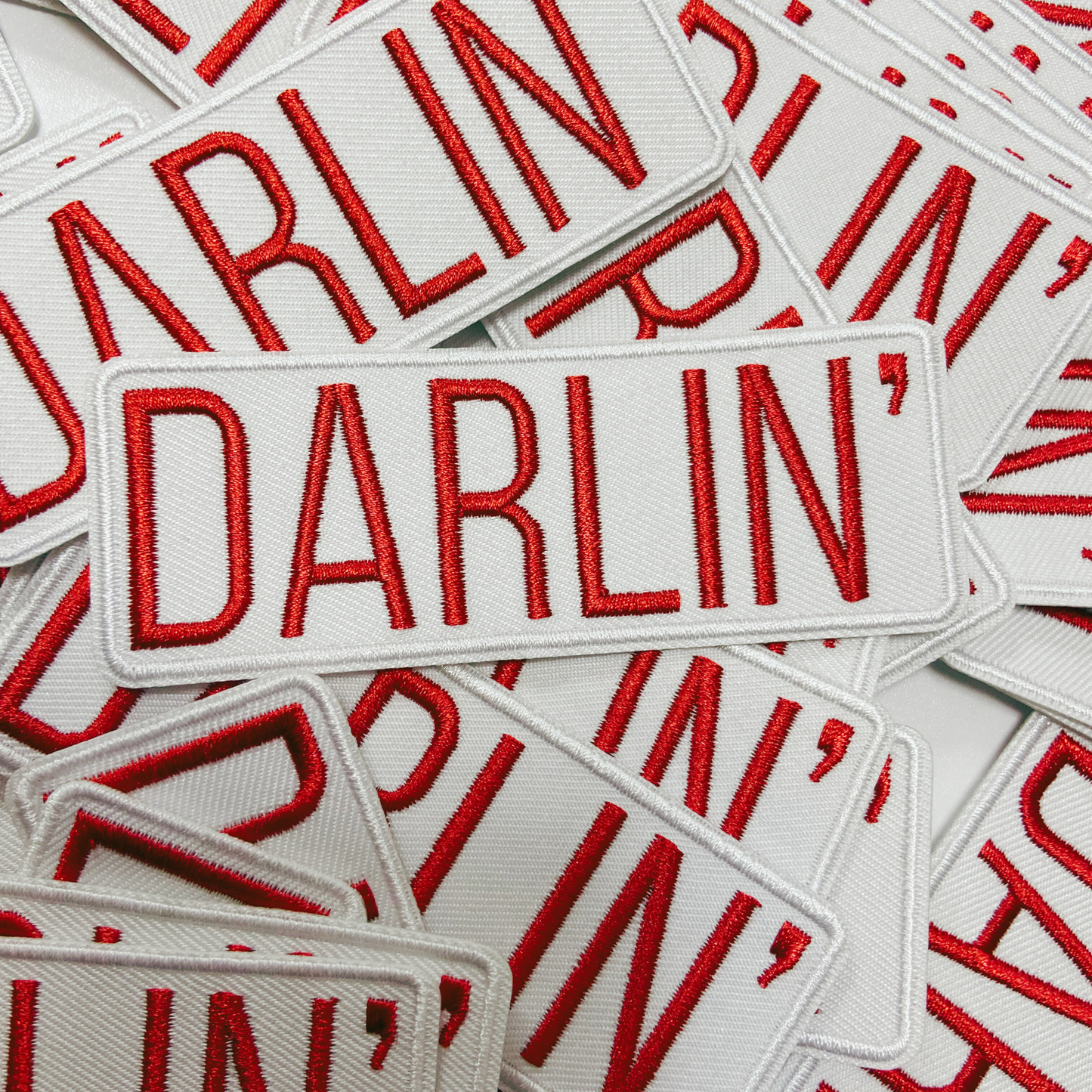 4" Darlin' in Red  -  Embroidered Hat Patch: QTY 1