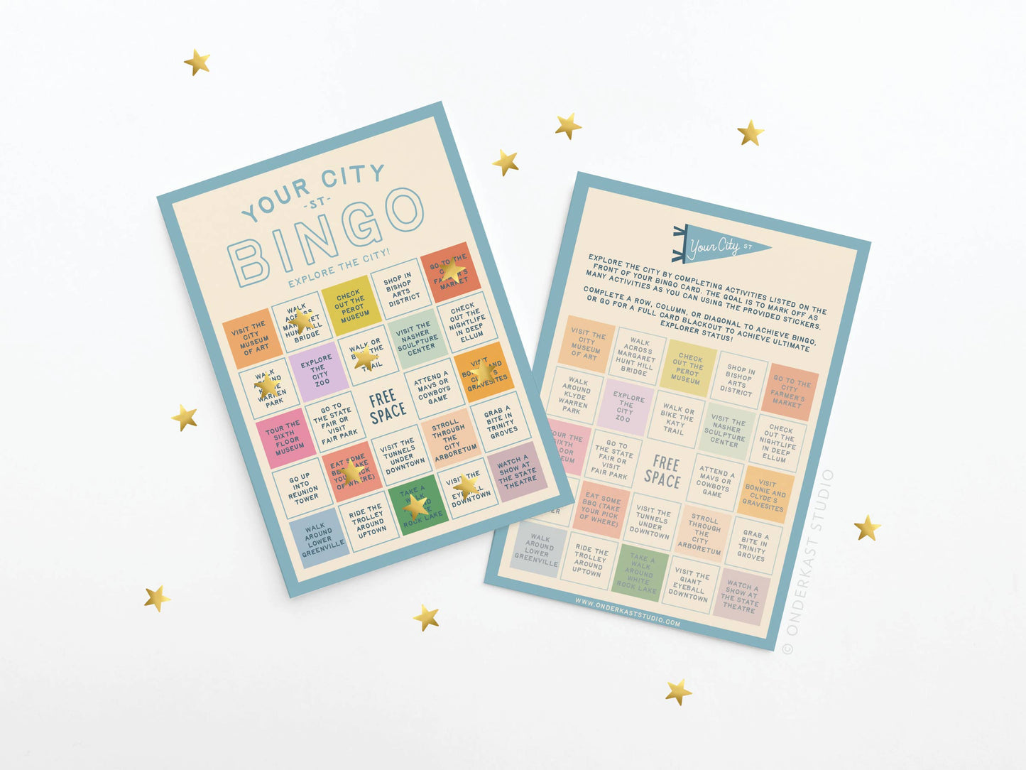 Custom City Explorer Bingo Card: Blue / Works for me!