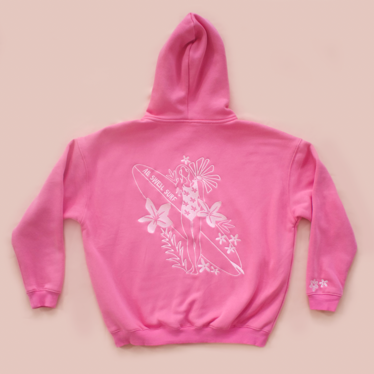 Surfer Girl Bloom Embroidered Hoodie: Large