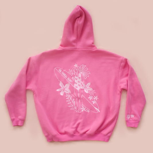 Surfer Girl Bloom Embroidered Hoodie: Large