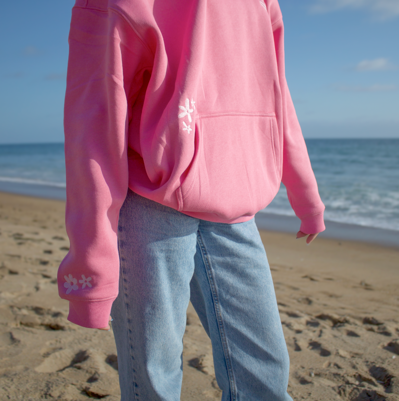Surfer Girl Bloom Embroidered Hoodie: XL