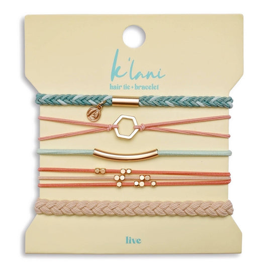 "Live" Gold Hexagon Hair Tie Bracelets: Small