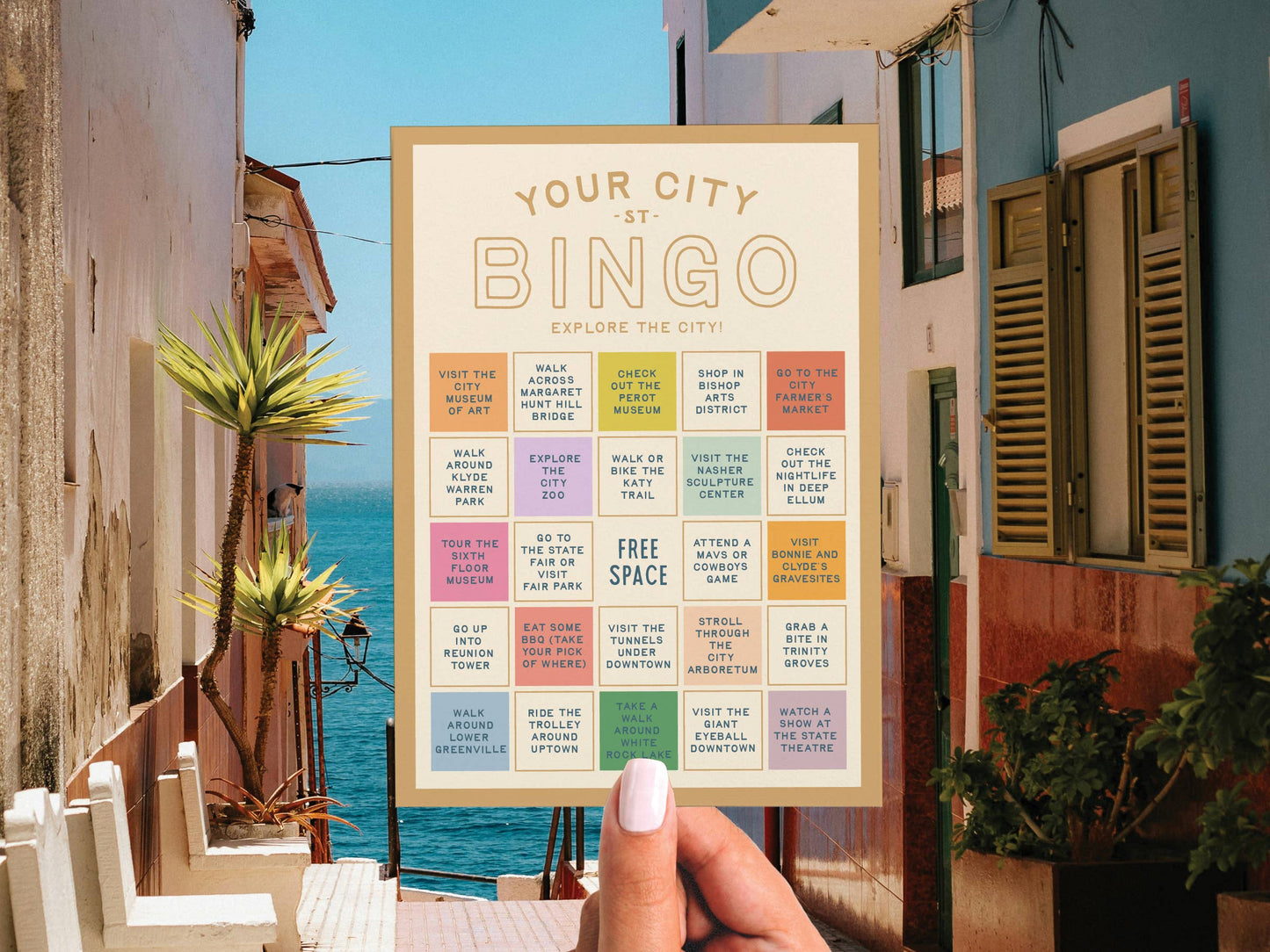 Custom City Explorer Bingo Card: Blue / Works for me!