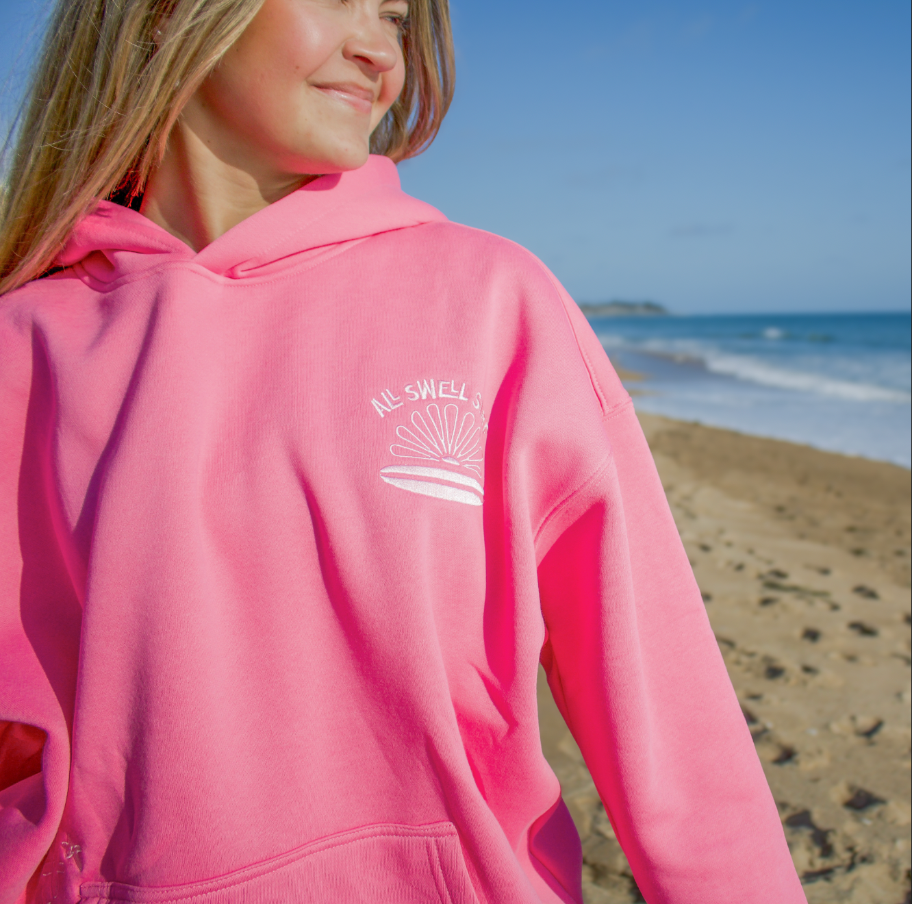 Surfer Girl Bloom Embroidered Hoodie: XL