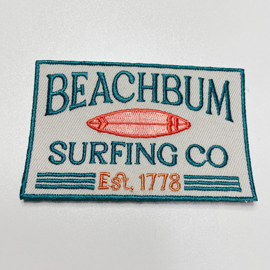 3.5" BEACHBUM Surfing Co. - Embroidered Hat Patch: Embroidered Patch