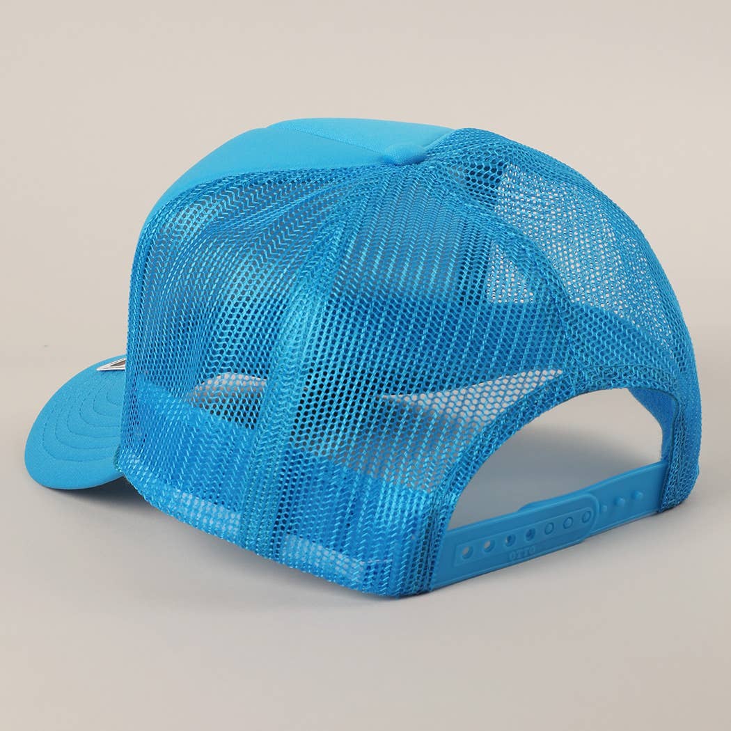 FLORIDA Text Printed Mesh Back Foam Trucker Hat: Pink / ONE SIZE