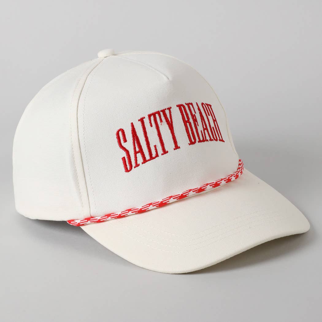 SALTY BEACH Lettering Embroidered Trucker Hat: LT BLUE / ONE SIZE