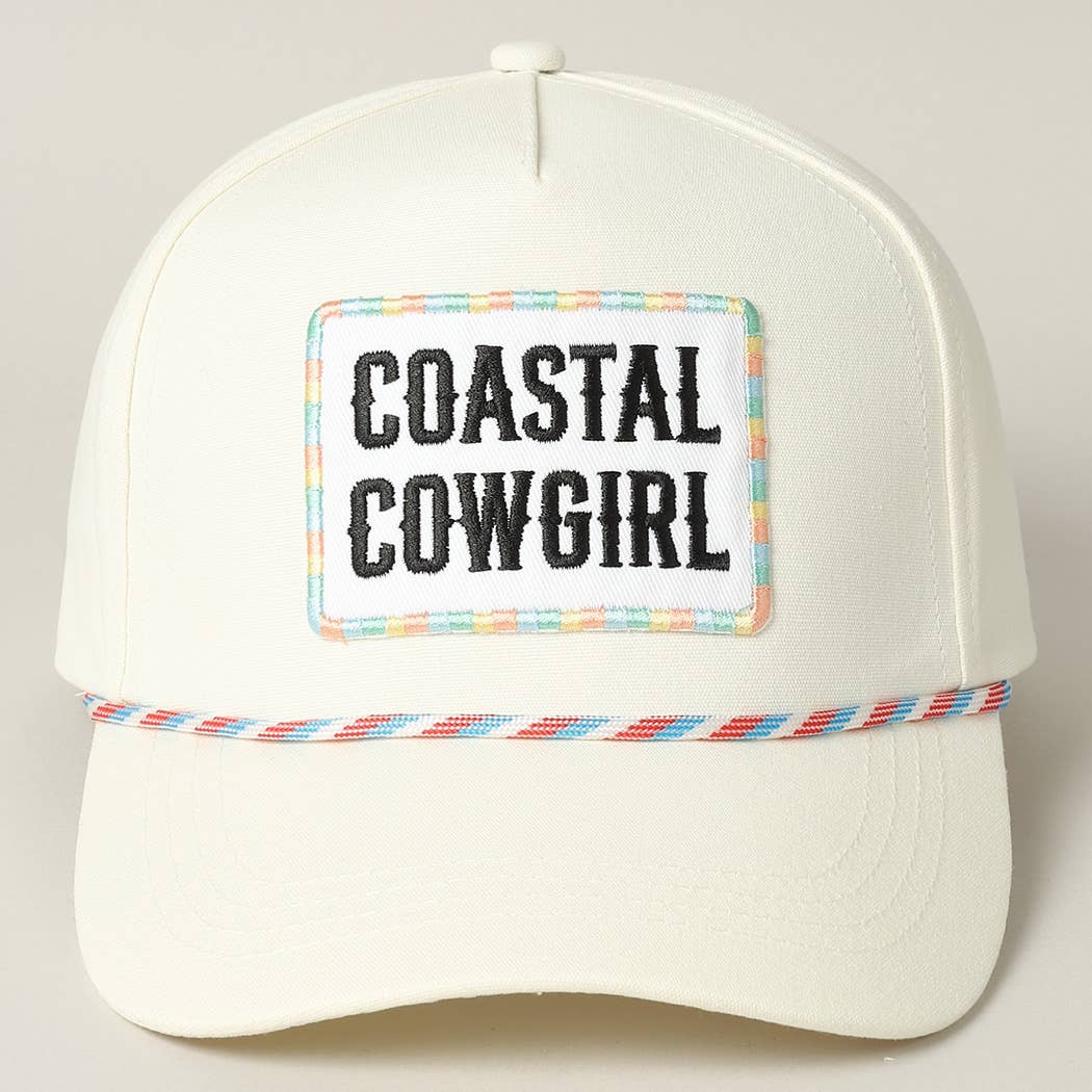 Coastal Cowgirl Embroidery Patch Trucker Hat: Pink / ONE SIZE