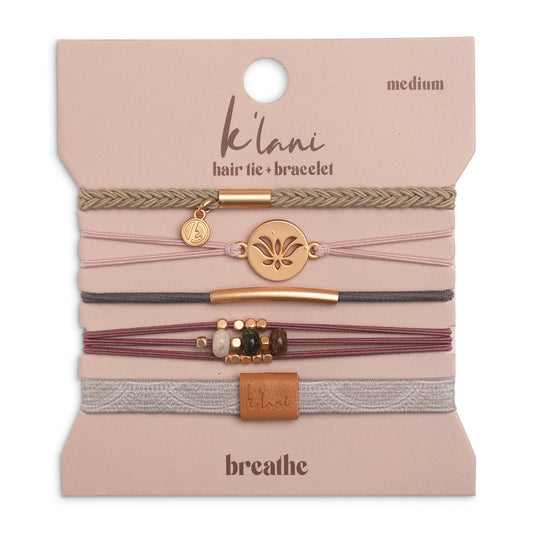 "Breathe" Lotus Flower Yoga Inspired Hair Tie Bracelets: Large