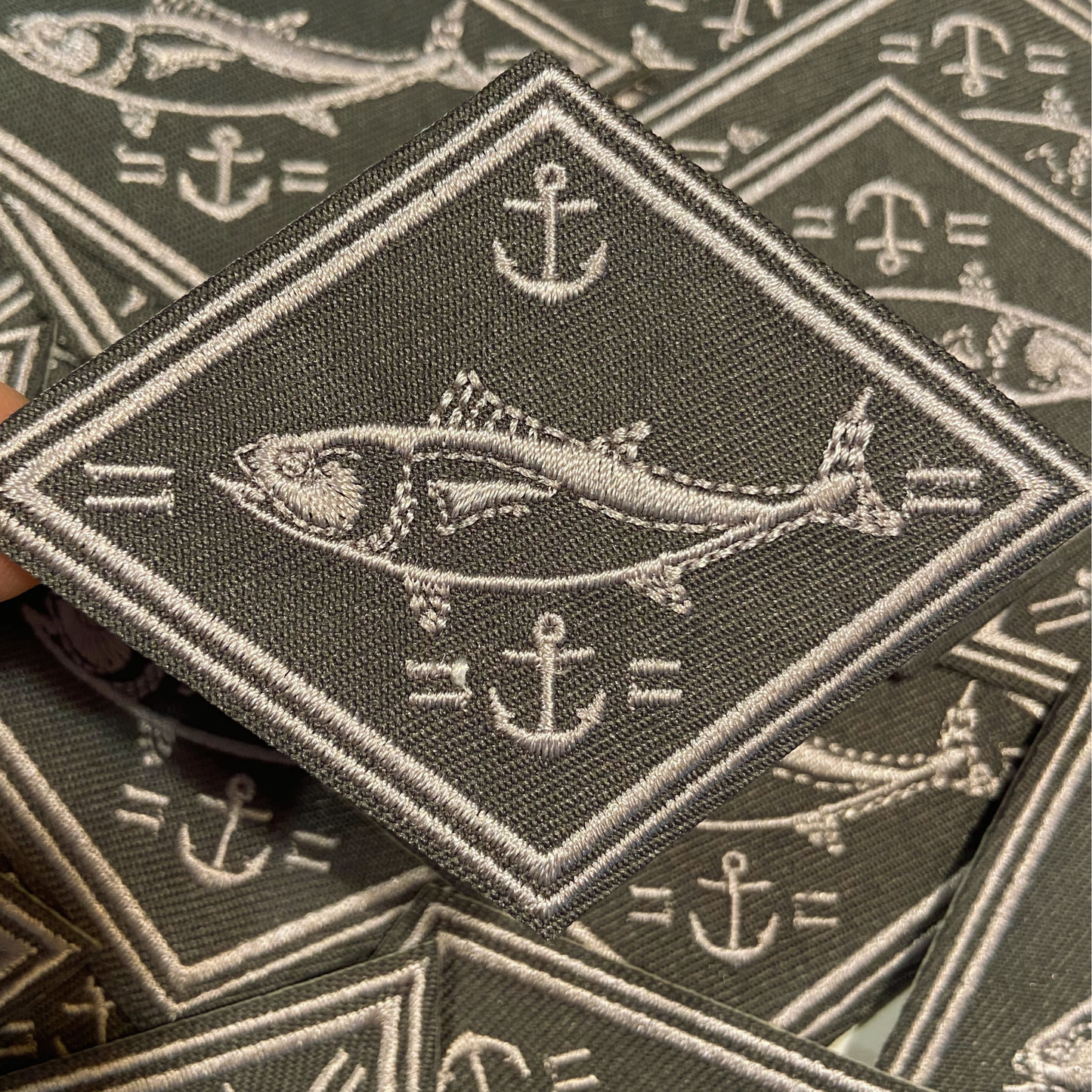 3" Fishing  Patch  -  Embroidered Hat Patch: 3" Embroidered Patch