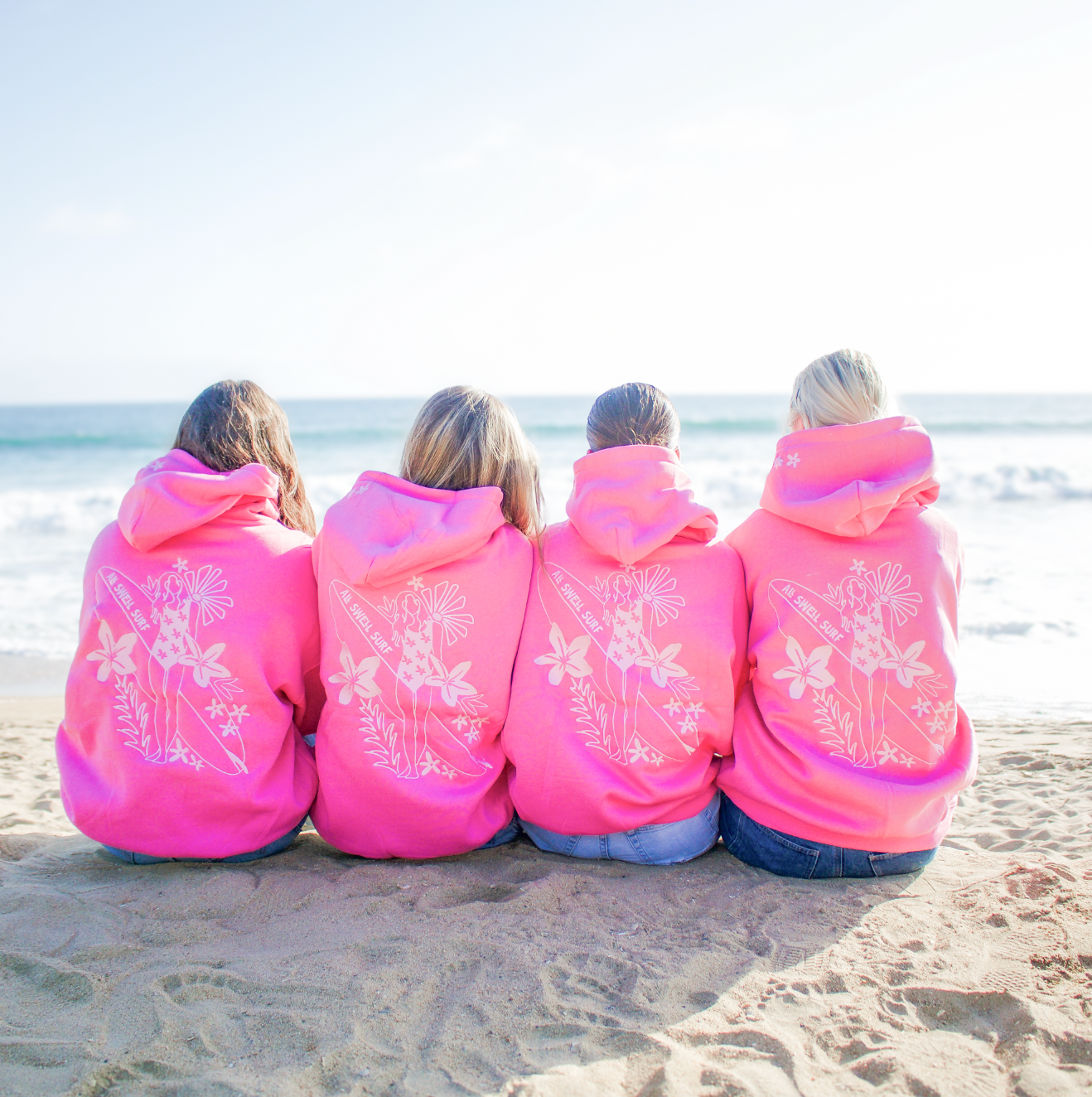 Surfer Girl Bloom Embroidered Hoodie: Medium