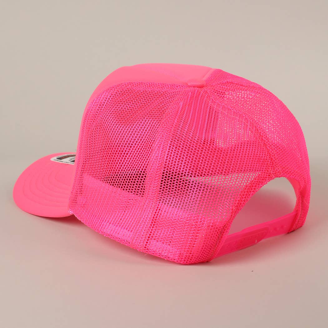 FLORIDA Text Printed Mesh Back Foam Trucker Hat: Pink / ONE SIZE