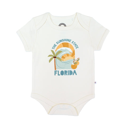 The Sunshine State Florida Souvenir Cotton Baby Onesie: White/Multi / 6-12M
