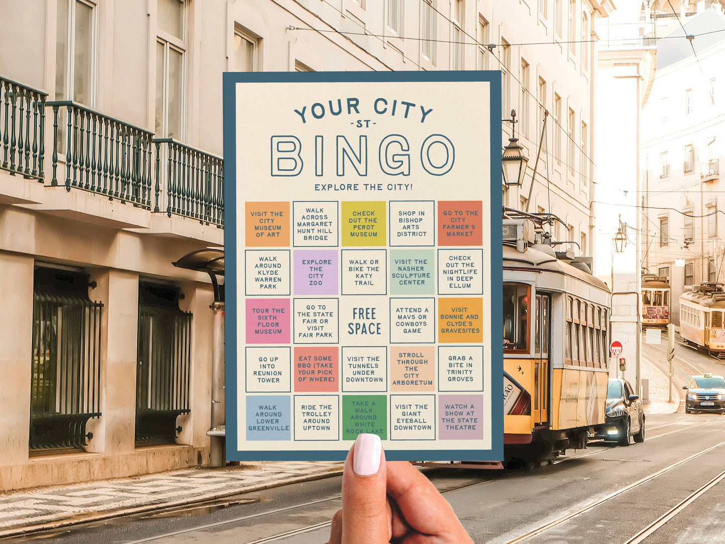 Custom City Explorer Bingo Card: Blue / Works for me!