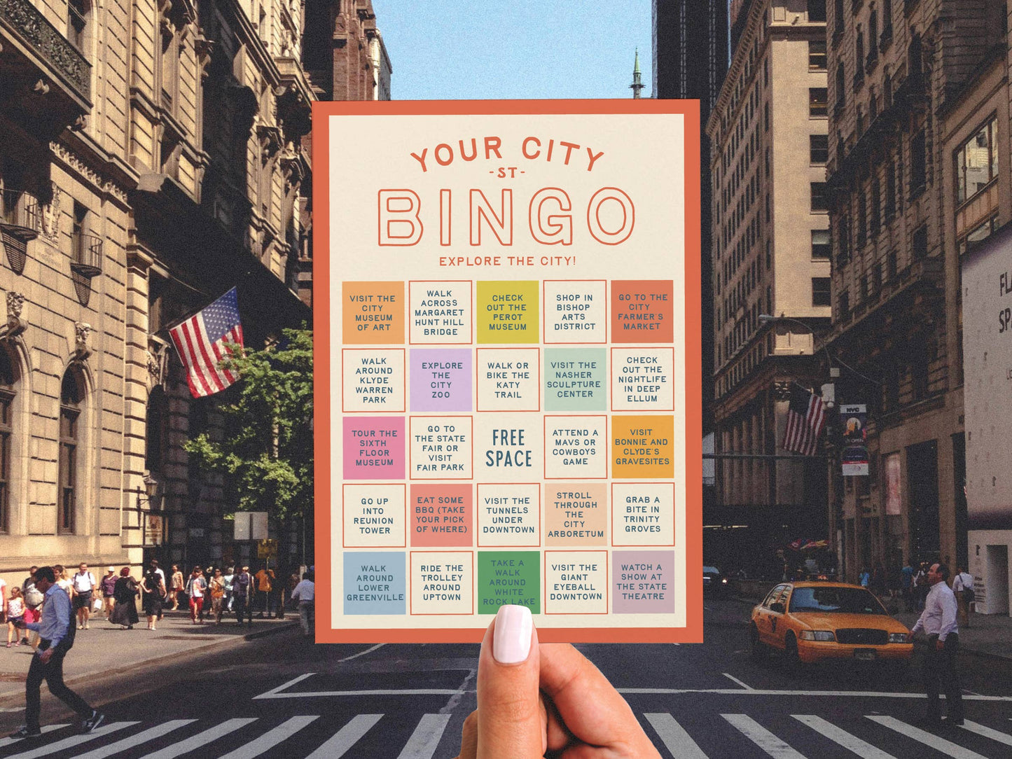 Custom City Explorer Bingo Card: Blue / Works for me!