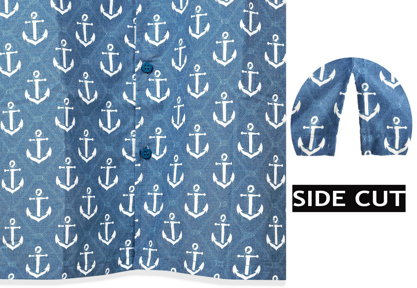 HAPPY BAY Blue Anchor Super SOFT Rayon Blend Men Shirts: Blue / Rayon Blend / Large