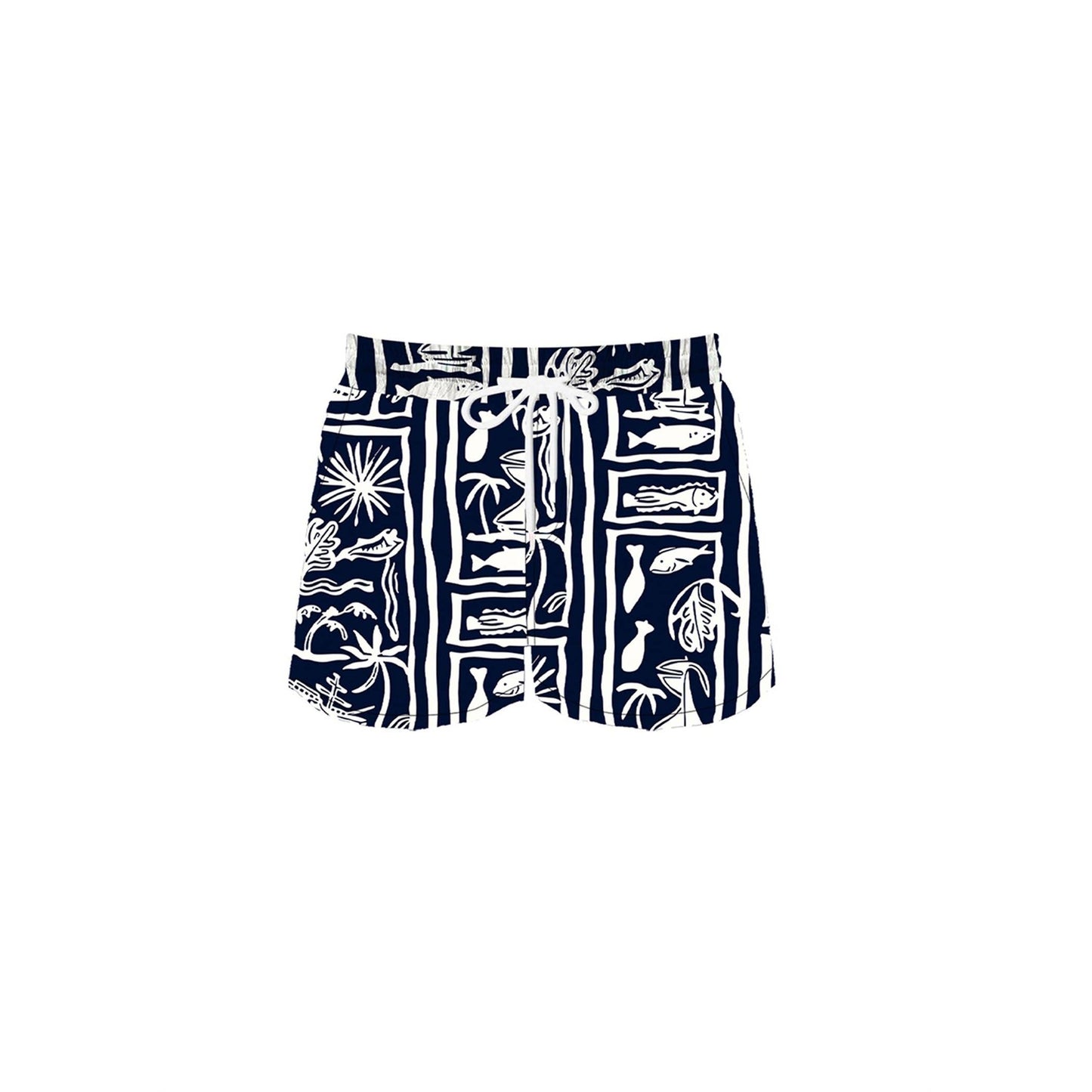 Island Summer Men Trunk: NAVYWHITE / S-M-L-XL(1-2-2-1)