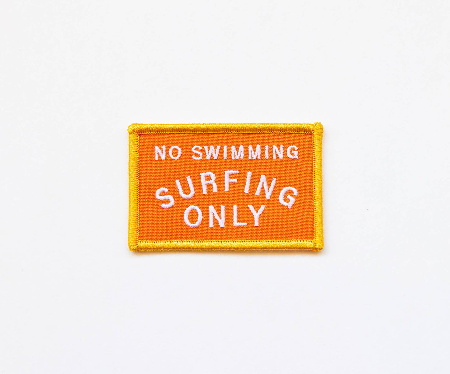 No Swimming, Surfing Only Embroidered Iron on Patch: Yes