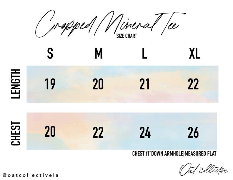 SALT WATER AND SUNSETS Cropped Mineral Graphic Top: DENIM BLUE / XL