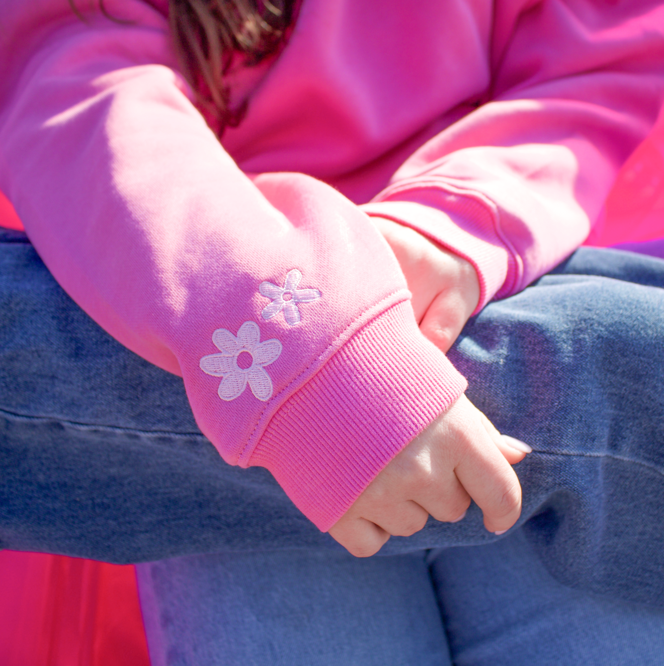 Surfer Girl Bloom Embroidered Hoodie: Medium