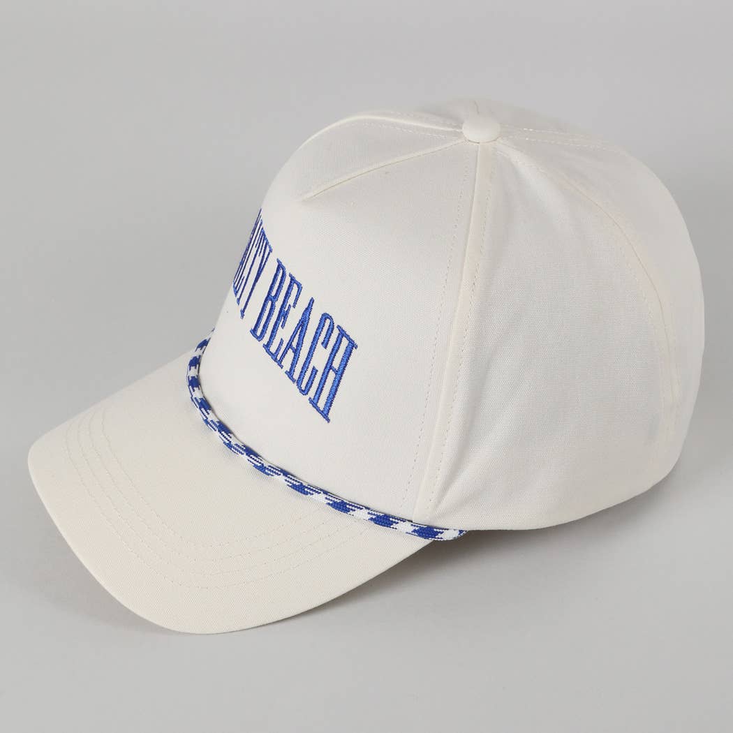 SALTY BEACH Lettering Embroidered Trucker Hat: LT BLUE / ONE SIZE