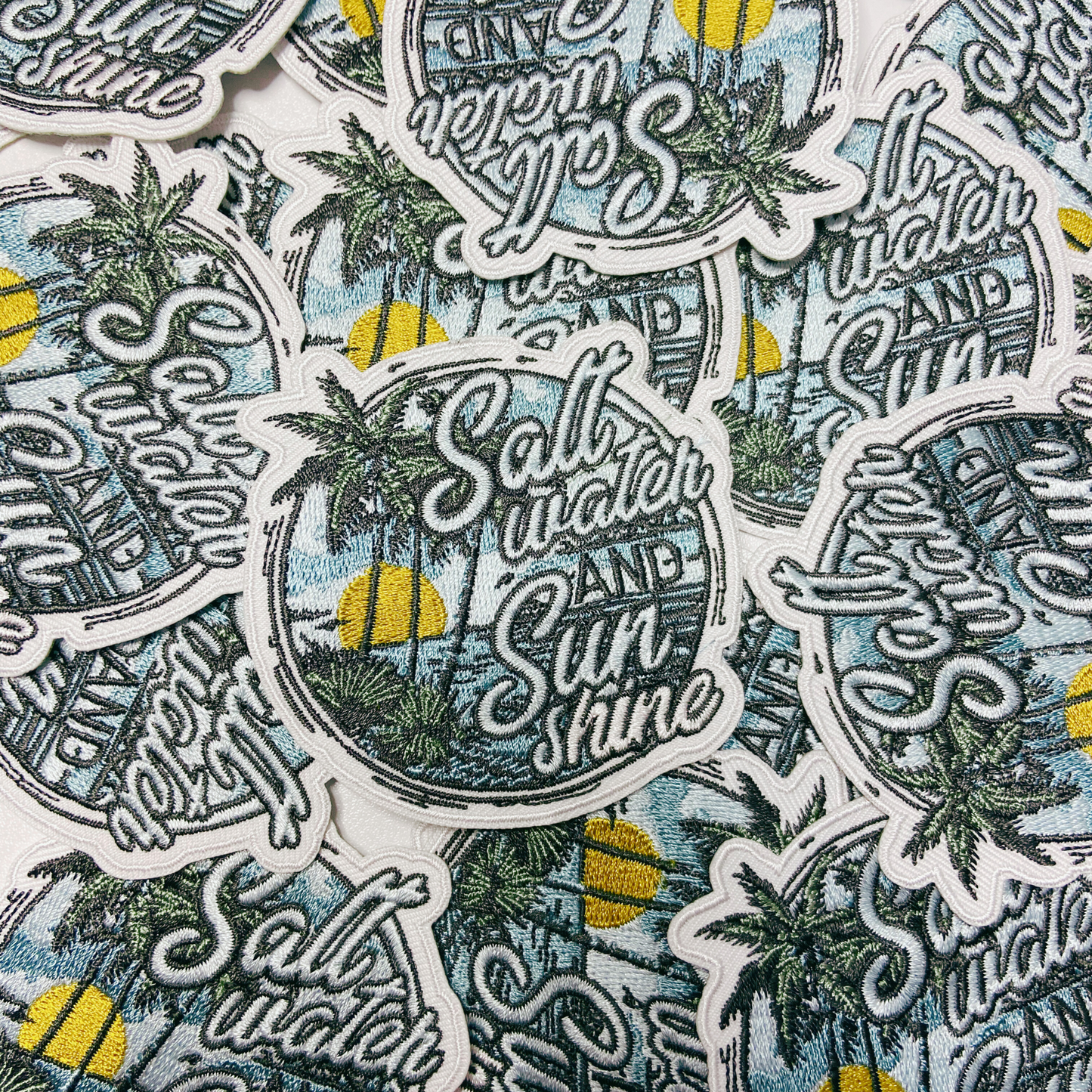 3" Salt Water and Sun Shine  - Embroidered Hat Patch: Embroidered Patch