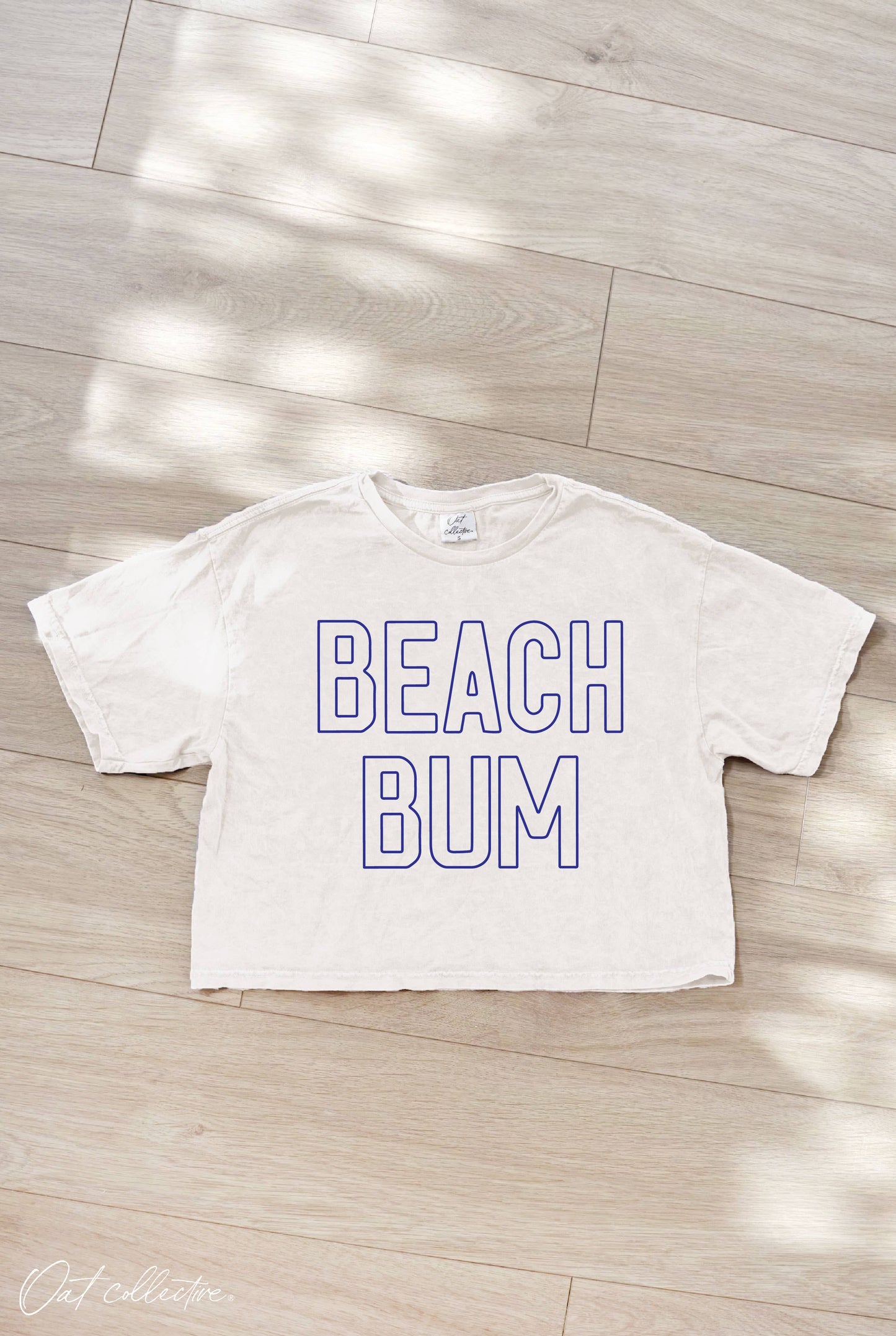 BEACH BUM Cropped Mineral Graphic Top : MINERAL BLACK / XL