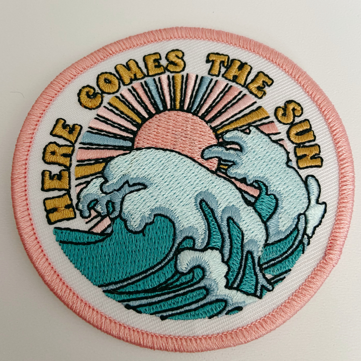 3" Here Comes The Sun -  Embroidered Hat Patch: QTY 1